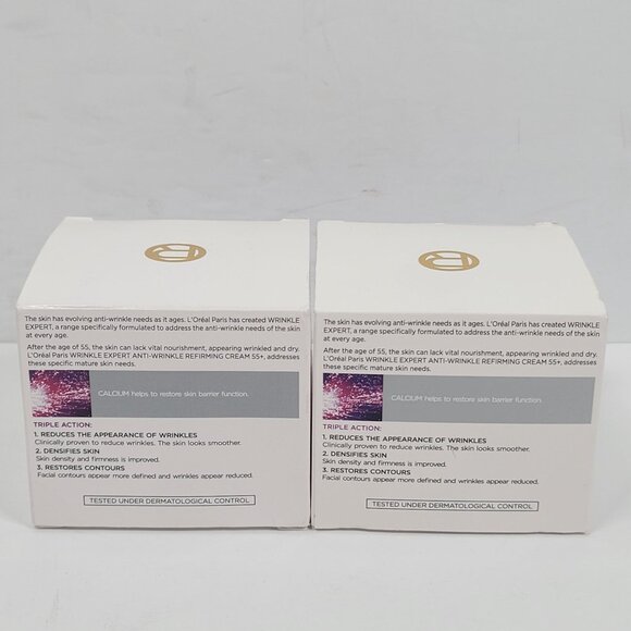 LOreal Paris Wrinkle Expert Night Anti-Wrinkle Cream 55+ 50ml Set of 2 NIB - Picture 3 of 5